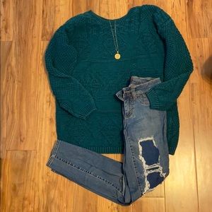 Blue knitted oversized sweater
